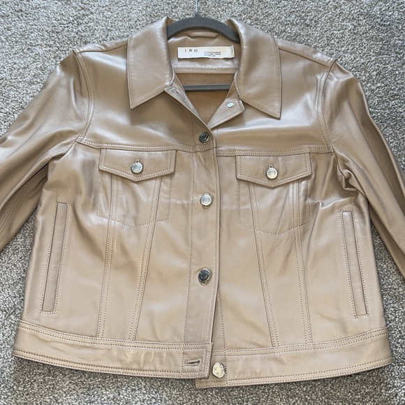 IRO Women's Light Brown Leather Jacket, Sz 40 - Picture 7 of 8